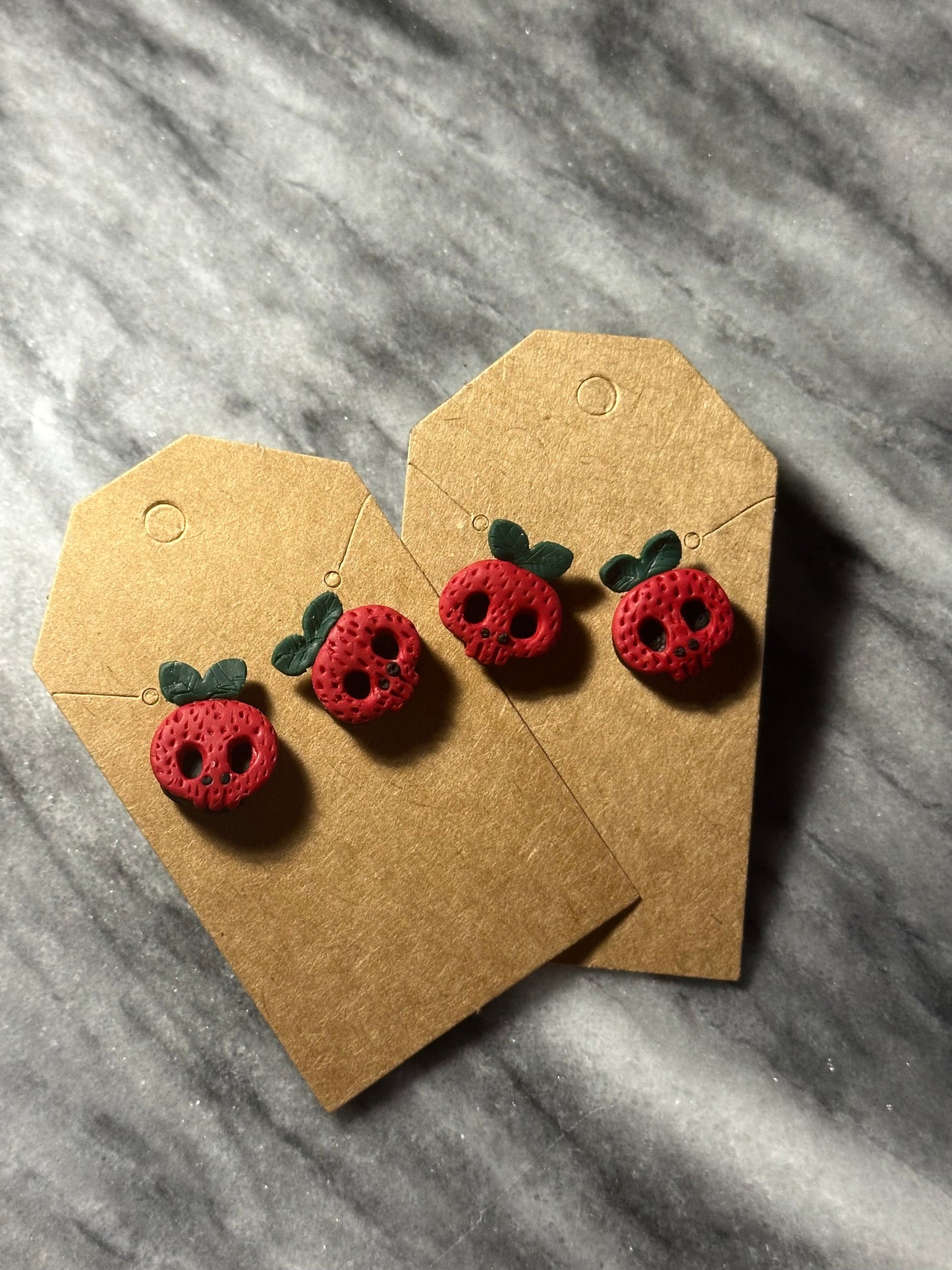Strawberry Skull Stud Earrings
