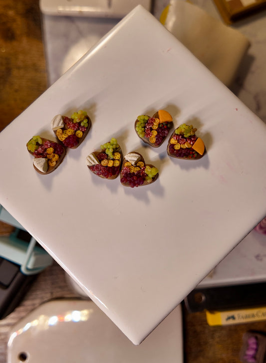 Tiny Heart Charcuterie Stud Earrings