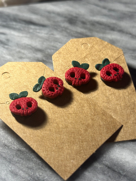 Strawberry Skull Stud Earrings